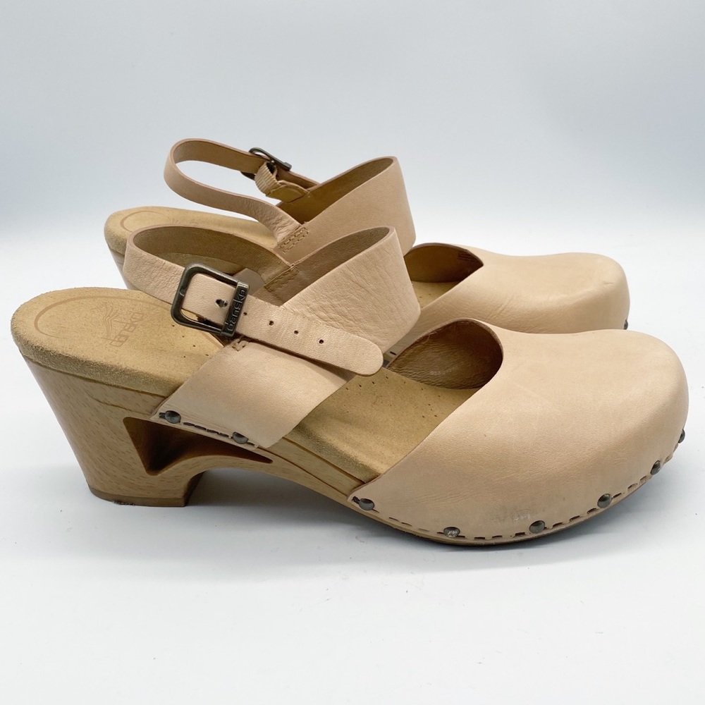 Dansko Thea Nude Leather Cut Out Studded Clog Sandals size 11.5